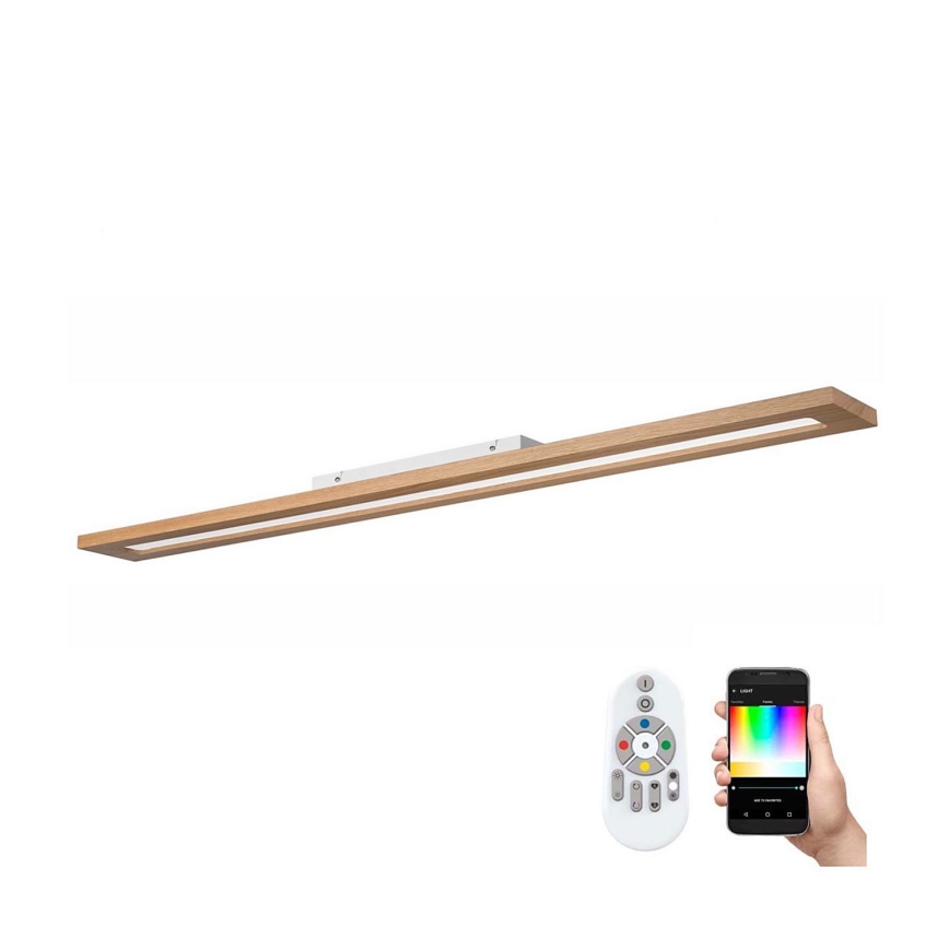 Brilagi - LED RGBW Dimbaar lichtpaneel WOODY FRAME LED/34W/230V 11,5x123 cm 2700-6500K eiken + afstandsbediening