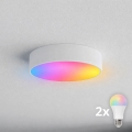 BRILAGI - LED RGBW dimbare badkamerplafondlamp CLARE 2xE27/12W/230V 2700-6500K Ø 30 cm IP54 wit