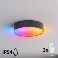 BRILAGI - LED RGBW dimbare badkamerplafondlamp CLARE 3xE27/12W/230V Ø 40 cm antraciet IP54