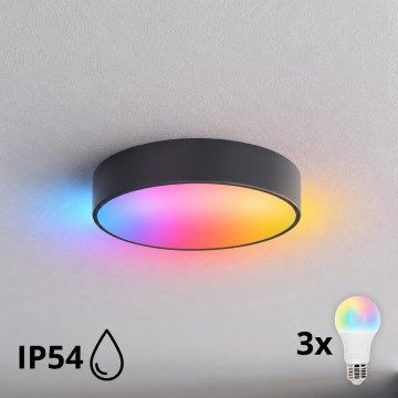 BRILAGI - LED RGBW dimbare badkamerplafondlamp CLARE 3xE27/12W/230V Ø 40 cm antraciet IP54