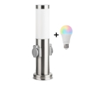 BRILAGI - LED RGBW dimbare buitenlamp met 2 aansluitingen NOVA 1xE27/12W/230V 2700-6500K IP44 40 cm mat chroom