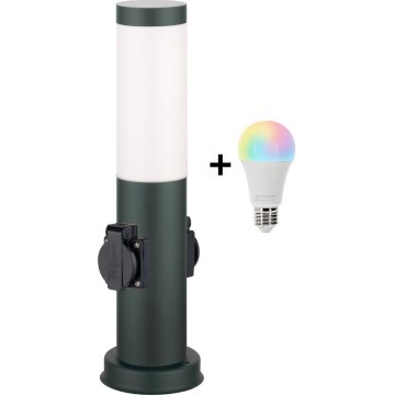 Brilagi - LED RGBW dimbare buitenlamp met 2 fittingen, 1x E27/15W/230V, 2700–6500K, IP44, 40 cm, antraciet