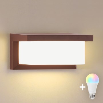 Brilagi - LED RGBW dimbare buitenwandlamp BRICKY 1xE27/15W/230V 2700-6500K IP54 bruin