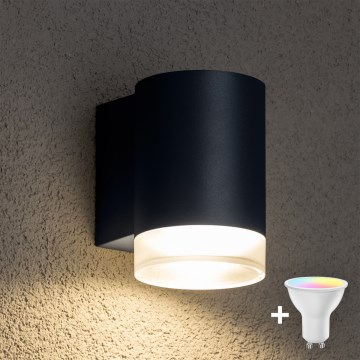 Brilagi - LED RGBW dimbare buitenwandlamp MATERA 1xGU10/4,8W/230V 3000K IP54 antraciet + afstandsbediening
