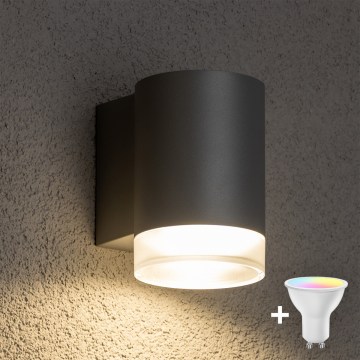 Brilagi - LED RGBW dimbare buitenwandlamp MATERA 1xGU10/6W/230V 3000K IP54 grijs + afstandsbediening