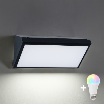 Brilagi - LED RGBW dimbare buitenwandlamp TRIANGLE 1xE27/15W/230V 2700-6500K IP65 zwart