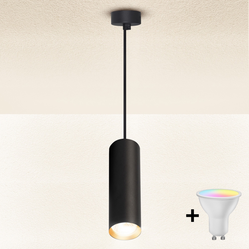 Brilagi - LED RGBW dimbare hanglamp aan kabel SELE 1xGU10/6,5W/230V 2700-6500K zwart/goud