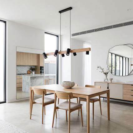 BRILAGI - LED RGBW dimbare hanglamp aan kabel SELE 6xGU10/6,5W/230V 2700-6500K zwart/eikendecor + afstandsbediening