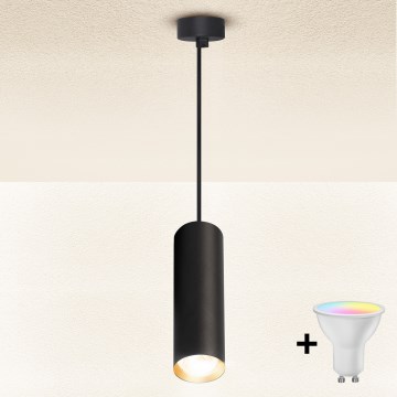Brilagi - LED RGBW dimbare hanglamp met kabel SELE 1xGU10/6W/230V 3000K zwart/goud + afstandsbediening