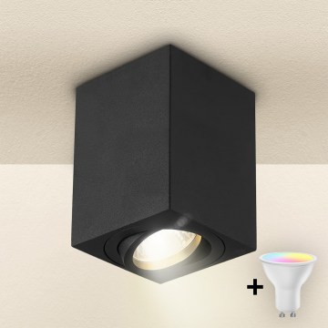 Brilagi - LED RGBW dimbare inbouwspot MIA 1xGU10/4,8W/230V 3000K 100x80 mm zwart + afstandsbediening