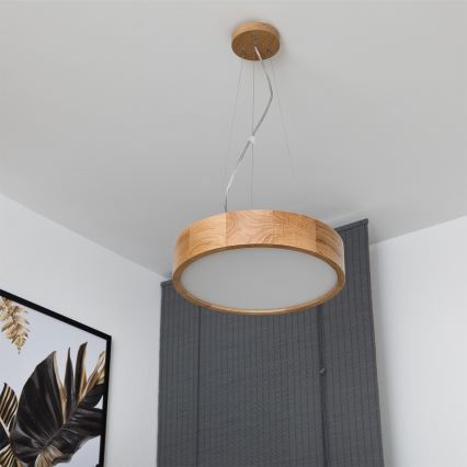 Brilagi - LED RGBW dimbare hanglamp aan kabel CARVALHO 2xE27/9W/230V 2700-6500K Wi-Fi eik Ø 37 cm