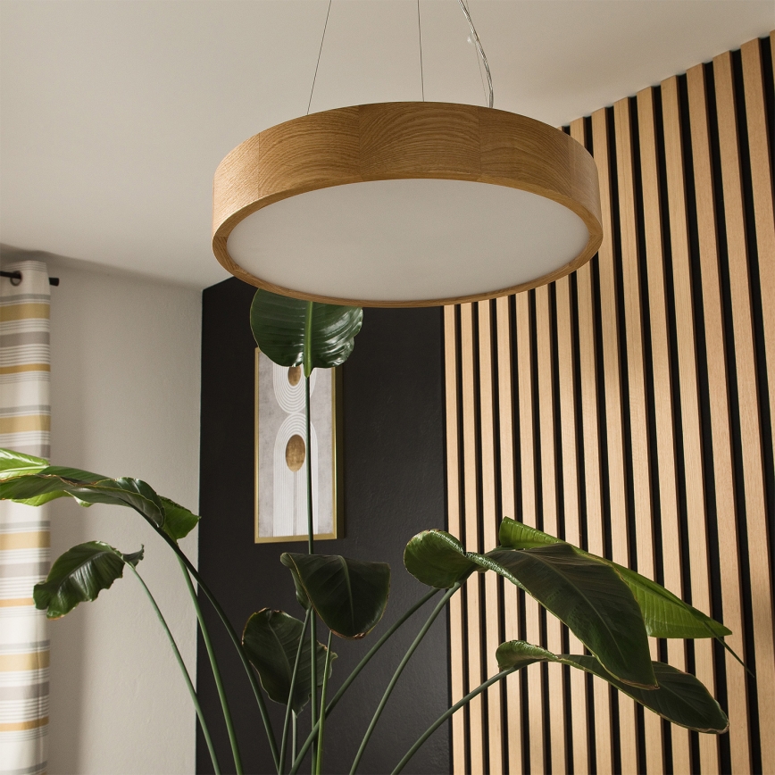 Brilagi - LED RGBW dimbare hanglamp aan kabel CARVALHO 3xE27/15W/230V 2700-6500K Wi-Fi eiken Ø 47,5 cm