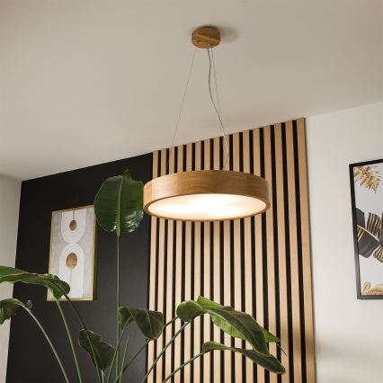 Brilagi - LED RGBW dimbare hanglamp aan kabel CARVALHO 3xE27/15W/230V 2700-6500K Wi-Fi eiken Ø 47,5 cm