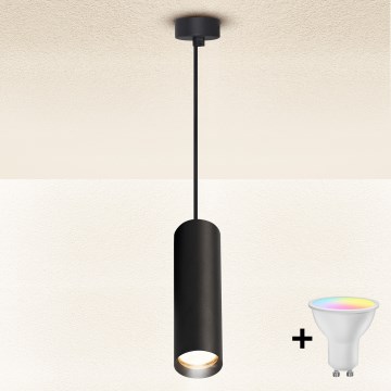 Brilagi - LED RGBW dimbare pendellamp aan kabel SELE 1xGU10/4,8W/230V 3000K zwart + afstandsbediening