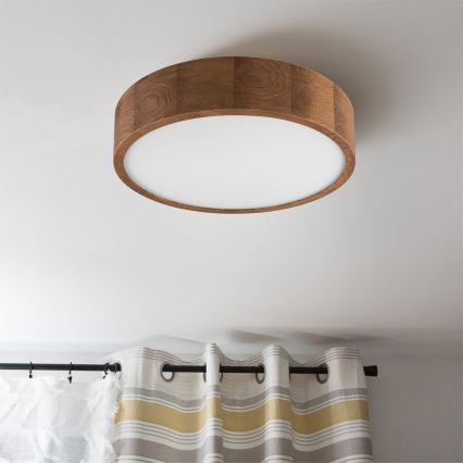 Brilagi - LED RGBW dimbare plafondlamp CARVALHO 2xE27/9W/230V 2700–6500K Wi‑Fi eiken Ø 37,5 cm