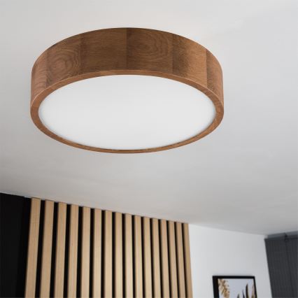 Brilagi - LED RGBW dimbare plafondlamp CARVALHO 2xE27/9W/230V 2700–6500K Wi‑Fi eiken Ø 37,5 cm