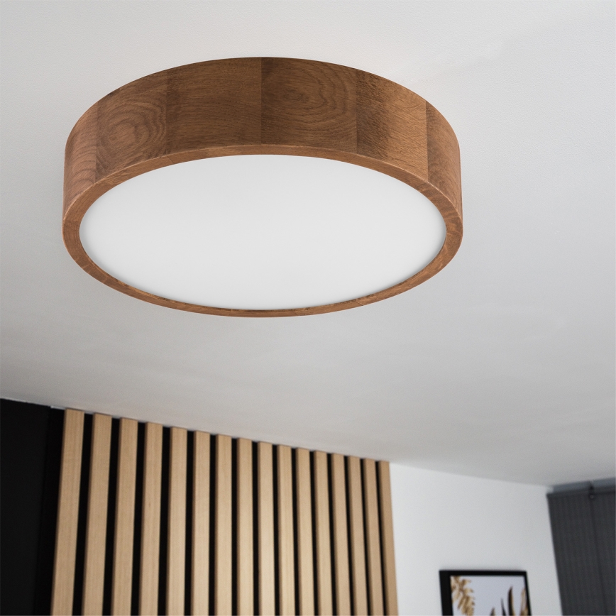 Brilagi - LED RGBW dimbare plafondlamp CARVALHO 2xE27/9W/230V 2700–6500K Wi‑Fi eiken Ø 37,5 cm