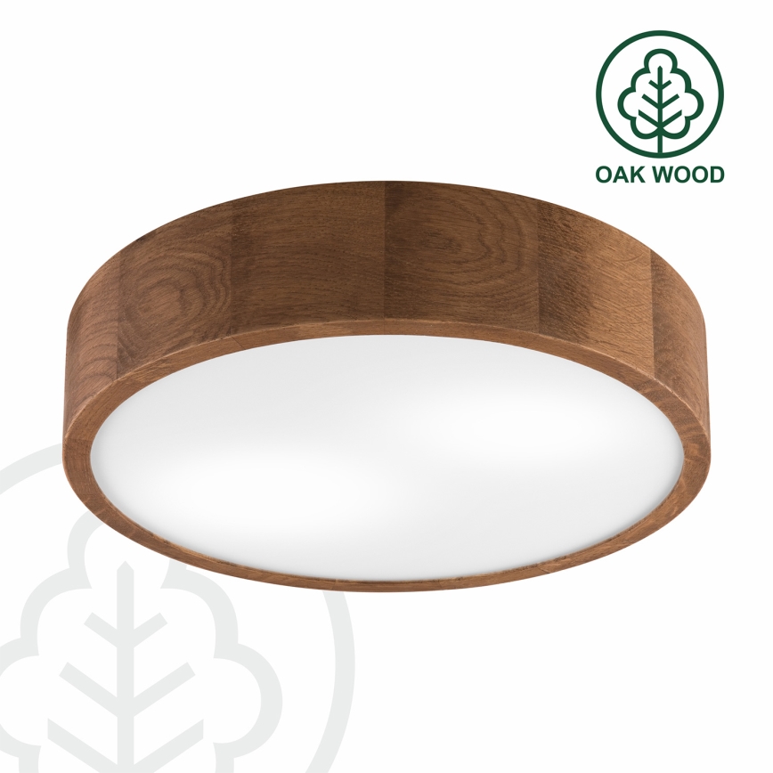 Brilagi - LED RGBW dimbare plafondlamp CARVALHO 2xE27/9W/230V 2700–6500K Wi‑Fi eiken Ø 37,5 cm