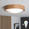 BRILAGI - LED RGBW dimbare plafondlamp CARVALHO SLIM 1xE27/12W/230V 2700-6500K eiken Ø 27 cm
