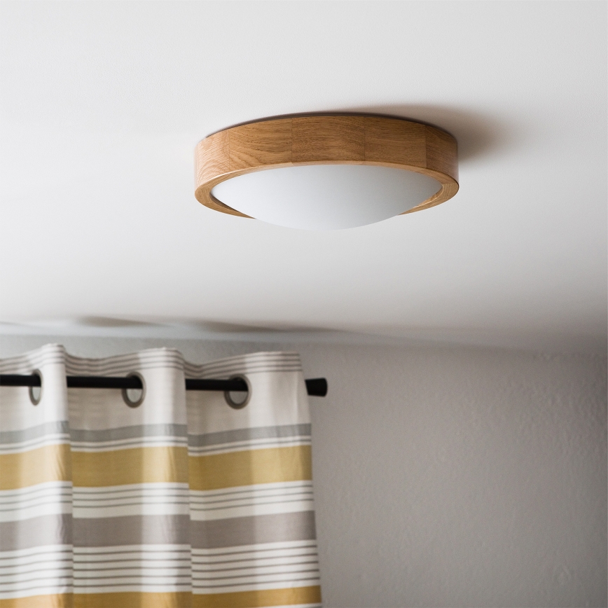 BRILAGI - LED RGBW dimbare plafondlamp CARVALHO SLIM 1xE27/12W/230V 2700-6500K eiken Ø 27 cm