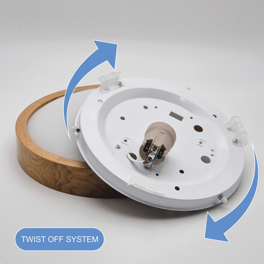 Brilagi - LED RGBW dimbare plafondlamp CARVALHO SLIM 1xE27/15W/230V 2700-6500K Wi-Fi eiken Ø 27 cm