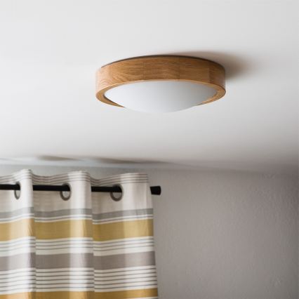 Brilagi - LED RGBW dimbare plafondlamp CARVALHO SLIM 1xE27/9W/230V 2700-6500K Wi-Fi eiken Ø 27 cm