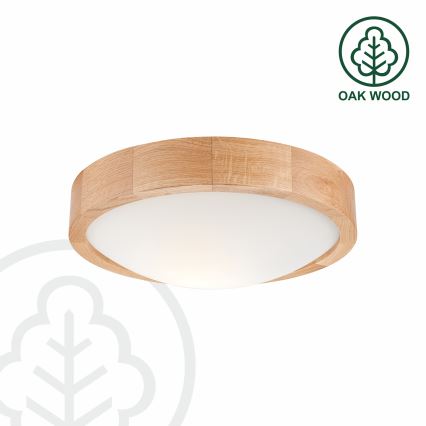 Brilagi - LED RGBW dimbare plafondlamp CARVALHO SLIM 1xE27/9W/230V 2700-6500K Wi-Fi eiken Ø 27 cm
