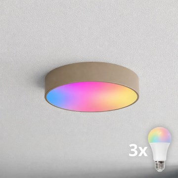 BRILAGI - LED RGBW dimbare plafondlamp CLARE 3xE27/12W/230V 2700-6500K Ø 40 cm beige