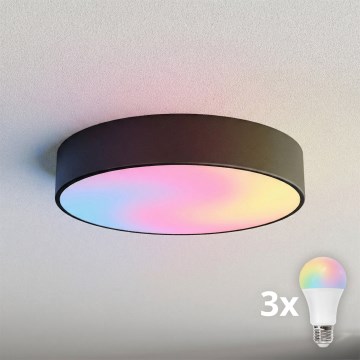 BRILAGI - LED RGBW Dimbare plafondlamp CLARE 3xE27/12W/230V 2700-6500K Ø 40 cm zwart