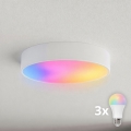 Brilagi - LED RGBW dimbare plafondlamp CLARE 3xE27/9W/230V 2700–6500K Ø 40 cm Wi‑Fi wit