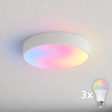 Brilagi - LED RGBW dimbare plafondlamp voor badkamer CLARE 3xE27/9W/230V 2700-6500K Ø 40 cm IP54 Wi-Fi wit