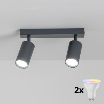 Brilagi - LED RGBW dimbare spot SELE 2xGU10/4,8W/230V 3000K antraciet + afstandsbediening