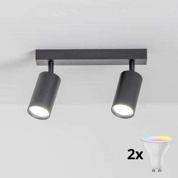 Brilagi - LED RGBW dimbare spot SELE 2xGU10/6W/230V 3000K zwart + afstandsbediening