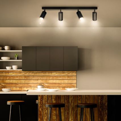 Brilagi - Dimbare LED RGBW spot SELE 4xGU10/4,8W/230V 3000K zwart/goud + afstandsbediening