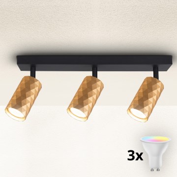 Brilagi - LED RGBW dimbare spot SELE DIAMANT 3xGU10/4,8W/230V 3000K goudkleurig + afstandsbediening