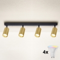 BRILAGI - LED RGBW dimbare spot SELE GOLDEN 4xGU10/4,8W/230V 3000K zwart/goud + afstandsbediening