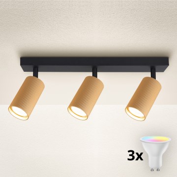 Brilagi - LED RGBW dimbare spot SELE MODERN 3xGU10/6W/230V 3000K goud + afstandsbediening