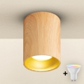 Brilagi - LED RGBW dimbare spot TRINE 1xGU10/4,8W/230V 3000K eikenlook + afstandsbediening