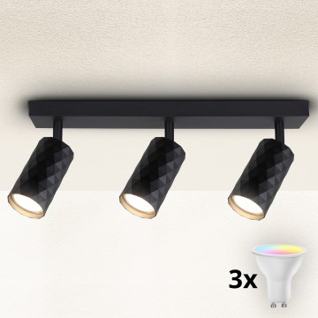 Brilagi - LED RGBW dimbare spotlamp SELE DIAMANT 3xGU10/4,8W/230V 3000K zwart + afstandsbediening