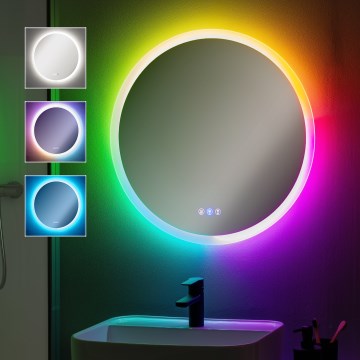 Brilagi - LED RGBW dimbare verwarmde badkamerspiegel met achtergrondverlichting CLARA PRO LED/18,5W/230V Ø 60 cm 3000/4000/6500K IP44 CRI 90