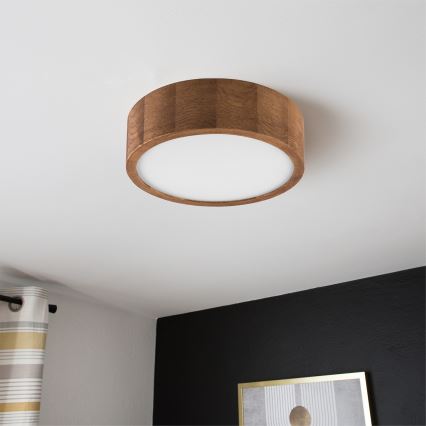 Brilagi - Plafonnier LED RGBW dimmable CARVALHO 1xE27/15W/230V 2700-6500K Wi-Fi chêne Ø 27,5 cm