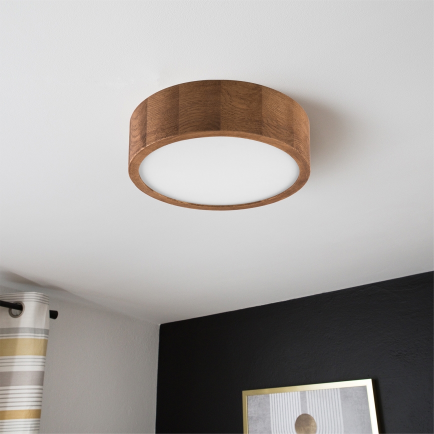 Brilagi - Plafonnier LED RGBW dimmable CARVALHO 1xE27/15W/230V 2700-6500K Wi-Fi chêne Ø 27,5 cm