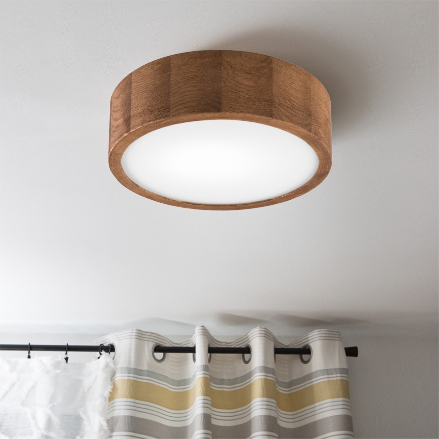 Brilagi - Plafonnier LED RGBW dimmable CARVALHO 1xE27/15W/230V 2700-6500K Wi-Fi chêne Ø 27,5 cm