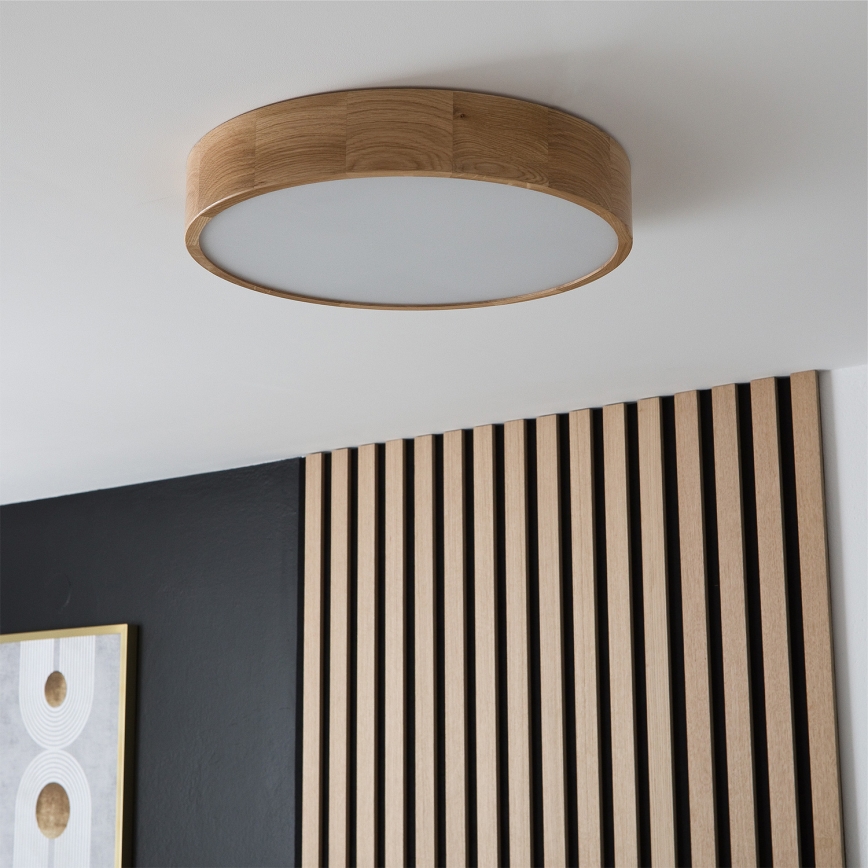 Brilagi - Plafonnier LED RGBW dimmable CARVALHO 3xE27/9W/230V 2700-6500K Wi-Fi chêne Ø 47,5 cm