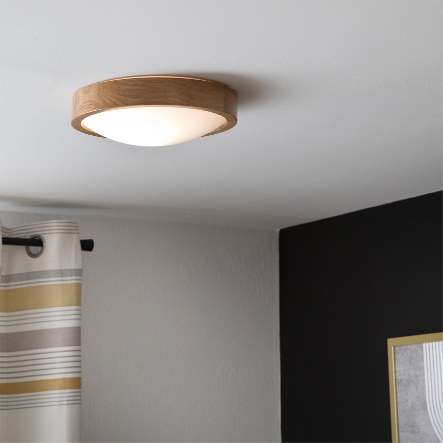 BRILAGI - Plafonnier LED RGBW dimmable CARVALHO SLIM 1xE27/12W/230V 2700-6500K chêne pr. 27 cm
