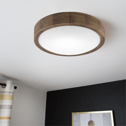 Brilagi - LED RGBW plafonnier dimmable CARVALHO SLIM 1xE27/9W/230V 2700-6500K Wi-Fi chêne Ø 27 cm