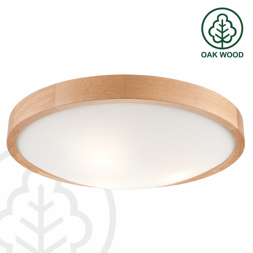 Brilagi - Plafonnier LED RGBW dimmable CARVALHO SLIM 3xE27/15W/230V 2700-6500K Wi-Fi chêne Ø 47 cm