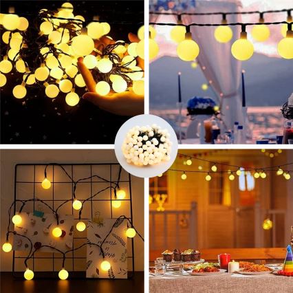 Brilagi - LED Solar Decoratieve lichtsnoer BUBBLE 200xLED/8 Functies 20m IP65 warm wit