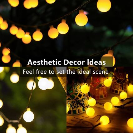 Brilagi - LED Solar Decoratieve lichtsnoer BUBBLE 50xLED/8 Functies 7m IP65 warm wit 600 mAh