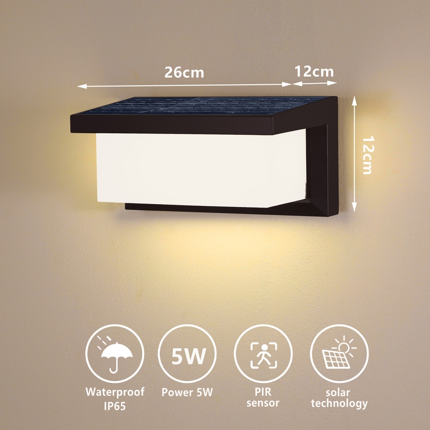 Brilagi - LED Solar wandlamp met sensor BRICKY LED/5W/6V 4000 mAh IP65